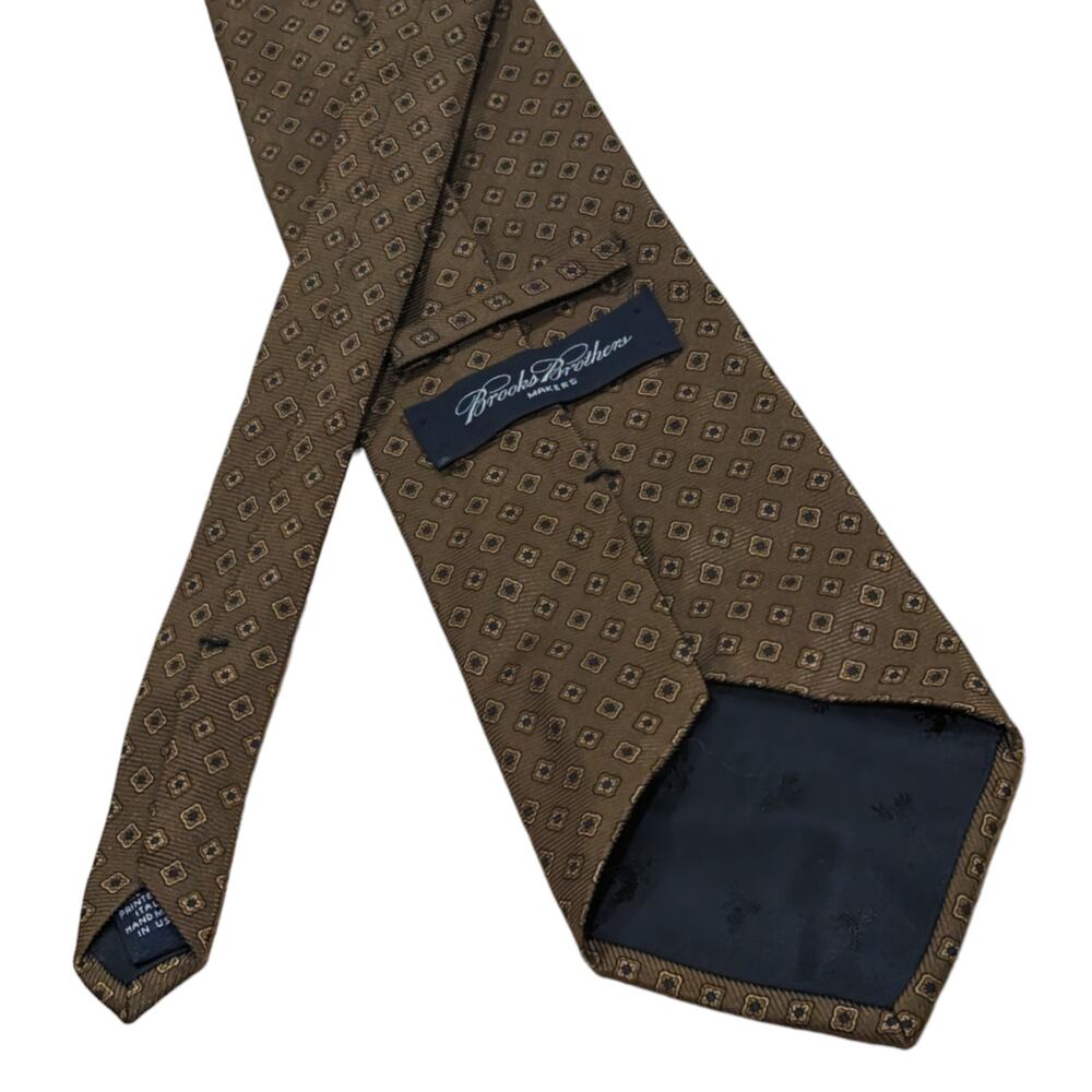 Brooks Brothers Makers 100% Silk Geometric Brown Tie - Preowned - Picture 3 of 3